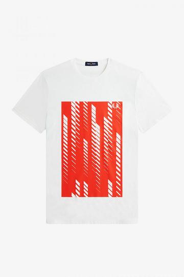 White Fred Perry Sound Wave Graphic Men's T Shirts | PH 1767JPQJ